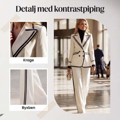 Damblazer och byxor set med kontrastkant
