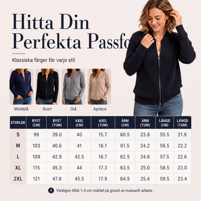 Dam ribbad stickad zip-up bomberjacka