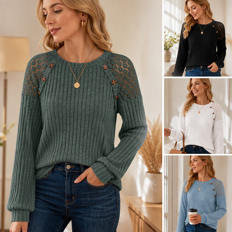 Nyhet✨ 🌸 Mjuk långärmad blus med patchwork