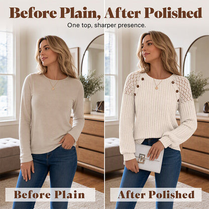Nyhet✨ 🌸 Mjuk långärmad blus med patchwork