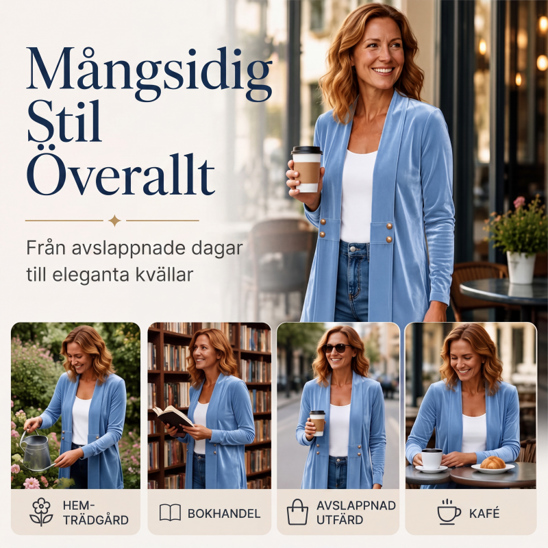 Kvinnors dubbelknäppt sammetskofta