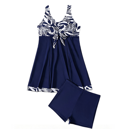 Elegant badklänning för damer med blommönster och inbyggda shorts