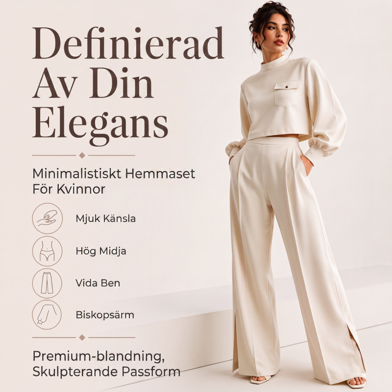 Ny kollektion🛍️Damset med avslappnad kort topp och vida byxor