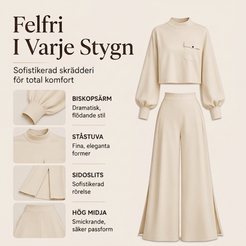 Ny kollektion🛍️Damset med avslappnad kort topp och vida byxor