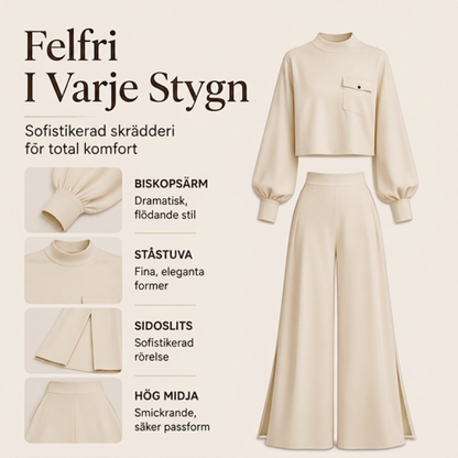 Ny kollektion🛍️Damset med avslappnad kort topp och vida byxor