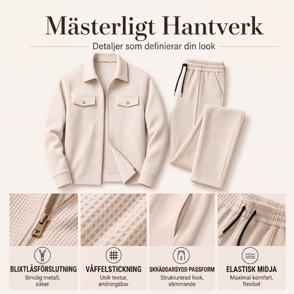 Herrset i 2 delar: jacka med textur och byxor