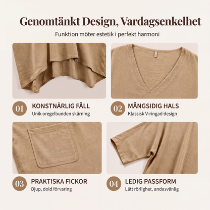 Damsk lös V-ringad asymmetrisk klänning