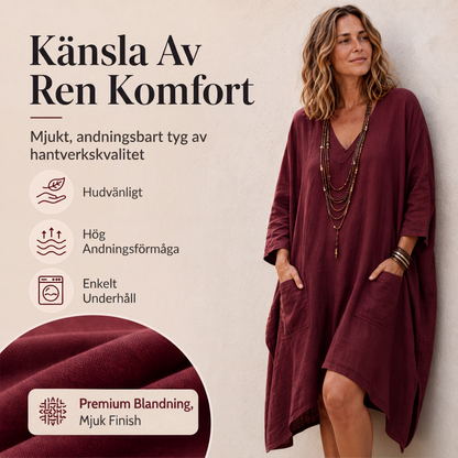 Damsk lös V-ringad asymmetrisk klänning