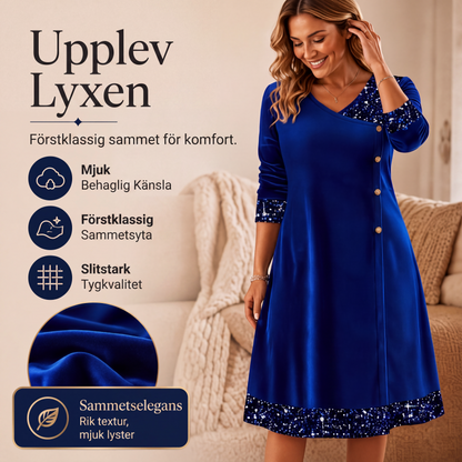 Elegant paljettklänning med V-ringning för kvinnor