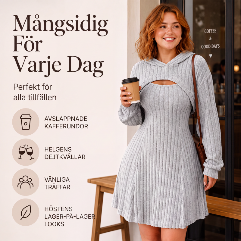Kvinnors 2-delad ribbstickad outfit
