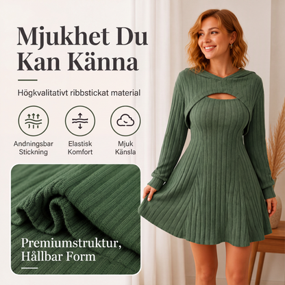 Kvinnors 2-delad ribbstickad outfit
