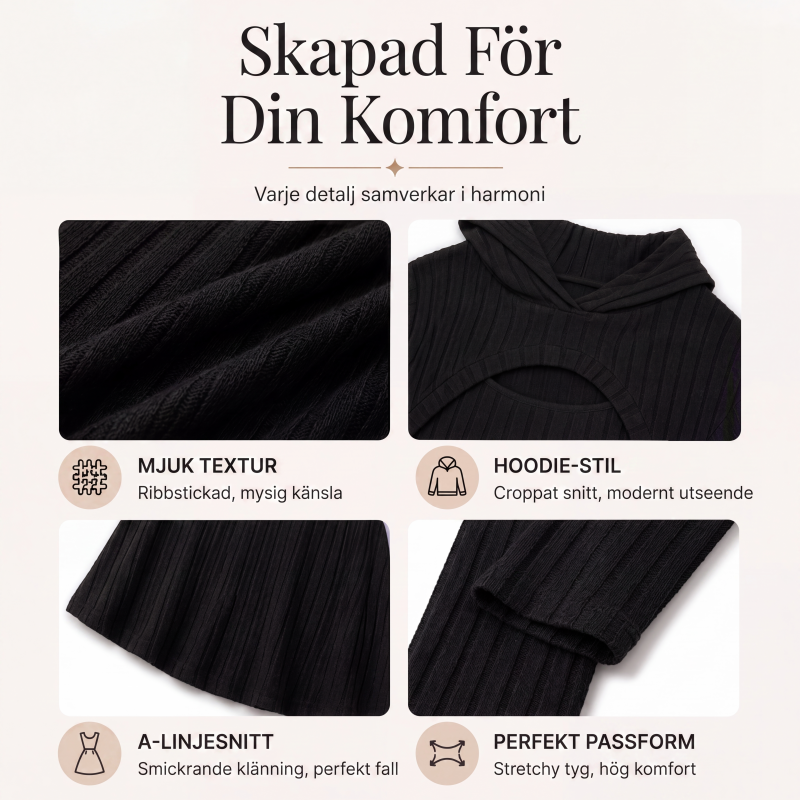 Kvinnors 2-delad ribbstickad outfit