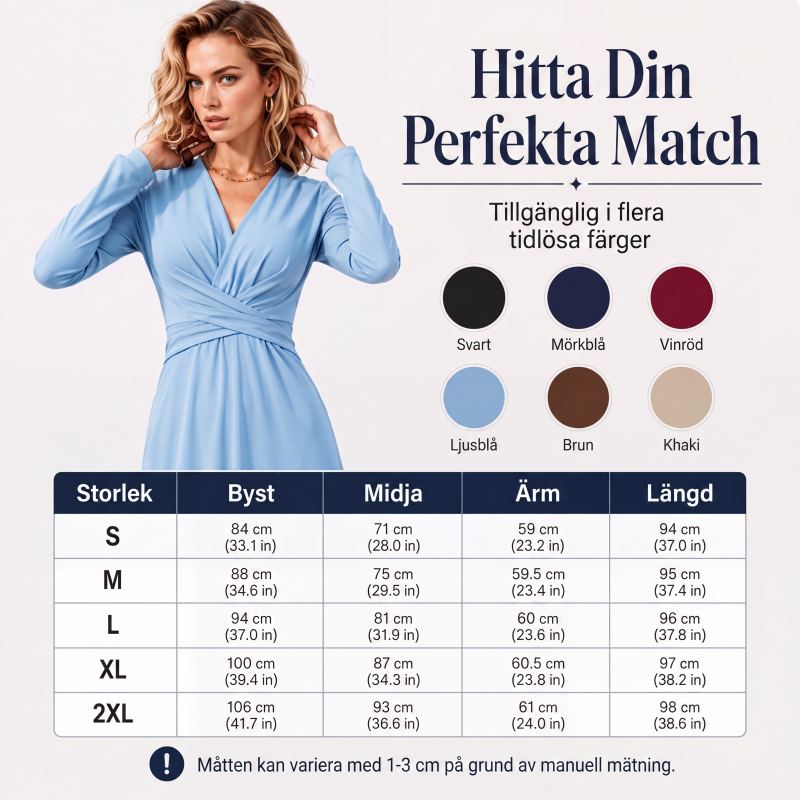 Elegant midiklänning med V-ringning för kvinnor