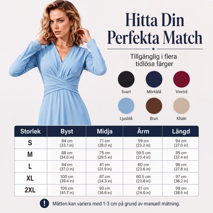 Elegant midiklänning med V-ringning för kvinnor