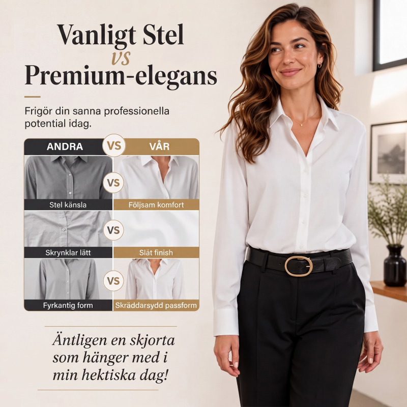 Damens mångsidiga långärmade skjorta i silkeslen satin