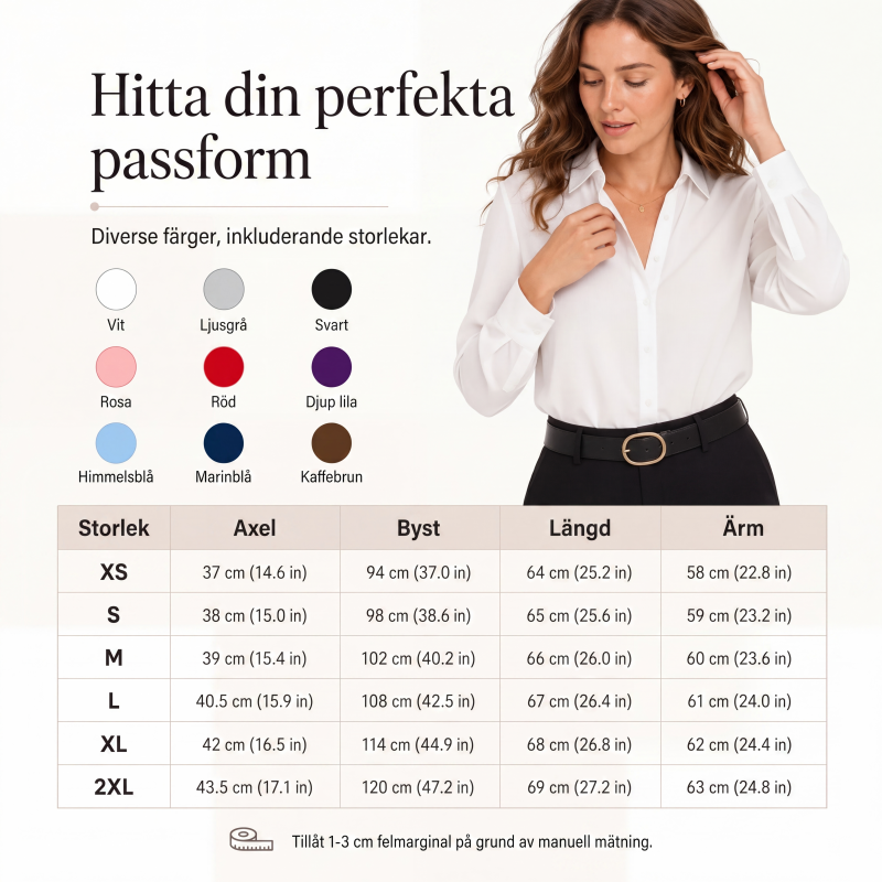 Damens mångsidiga långärmade skjorta i silkeslen satin