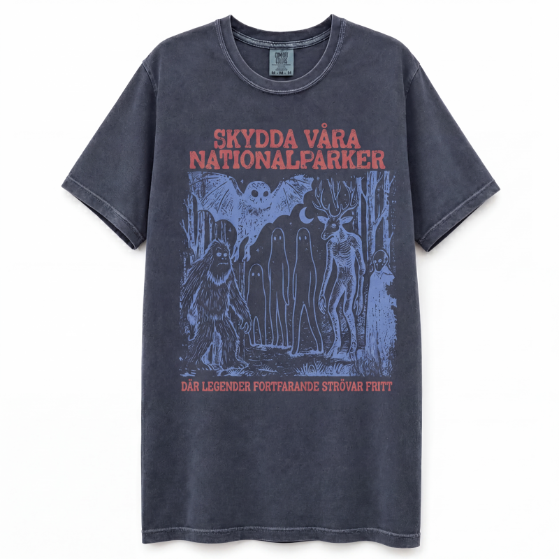Grafisk T-shirt med retro motiv av Cryptid nationalparker