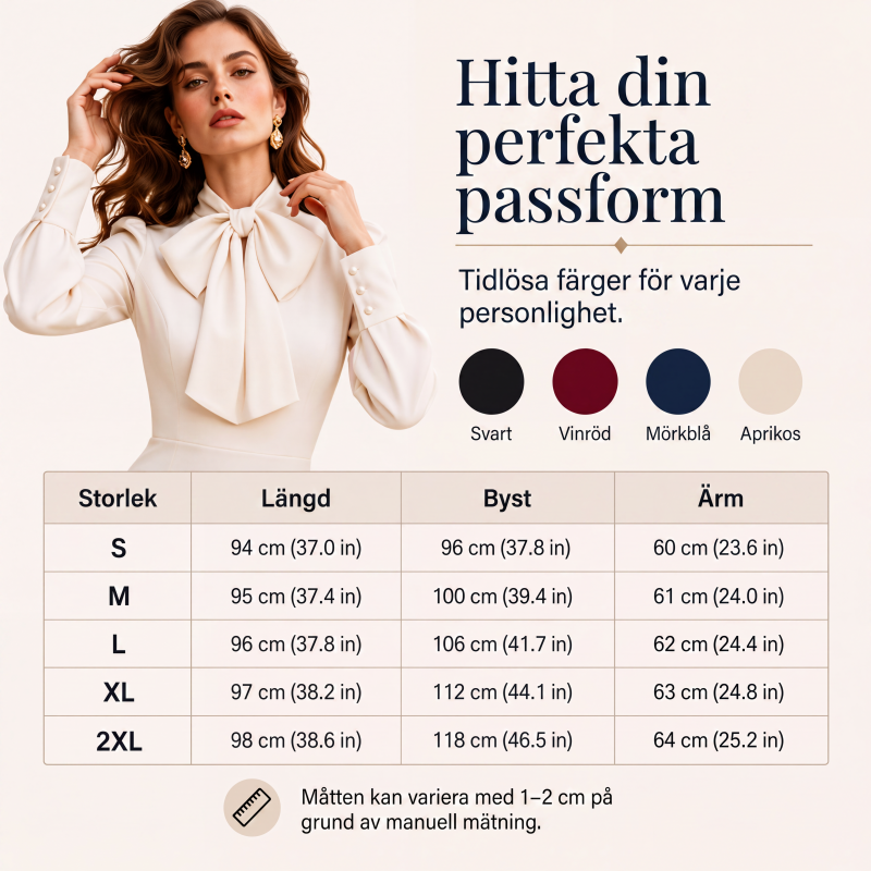 Damens eleganta pennklänning med rosettkrage