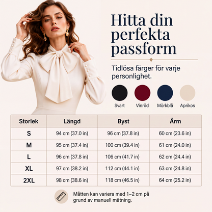Damens eleganta pennklänning med rosettkrage