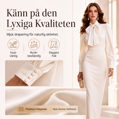 Damens eleganta pennklänning med rosettkrage