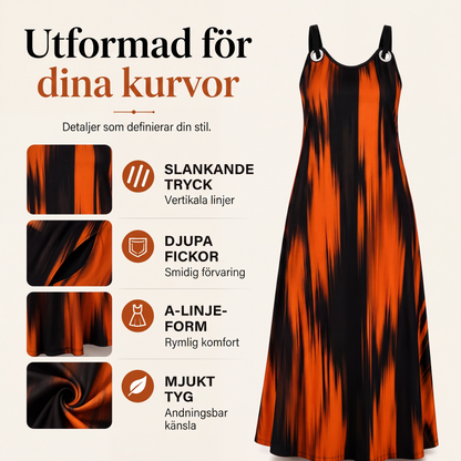 Ärmlös randig klänning för kvinnor i stora storlekar