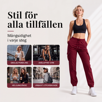 Kvinnors lediga cargobyxor med dragsko i midjan