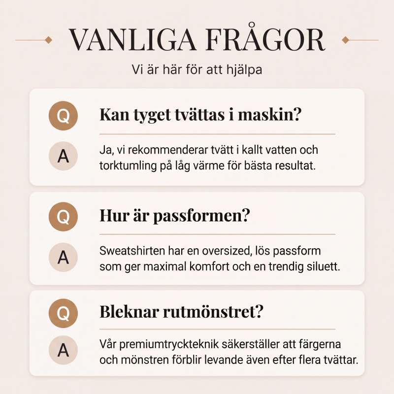 Damig löst rutig topp med rundhals och lappteknik