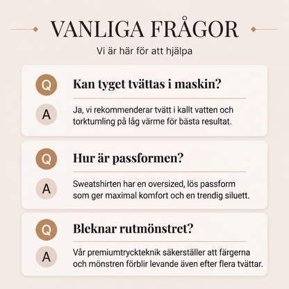 Damig löst rutig topp med rundhals och lappteknik