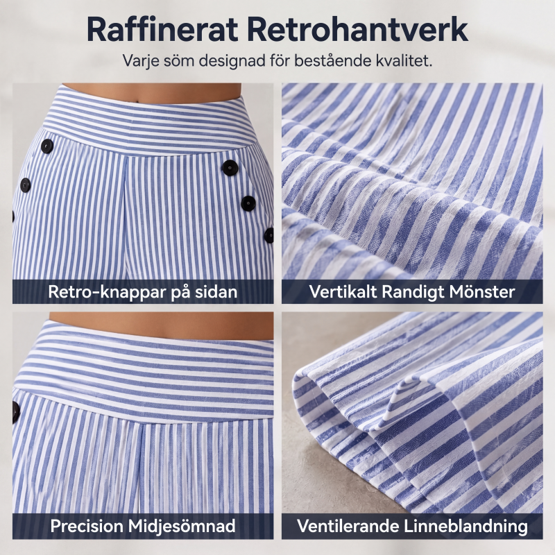 Högmidjade randiga vida byxor