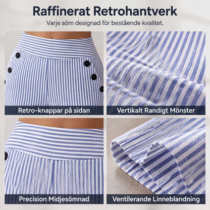 Högmidjade randiga vida byxor