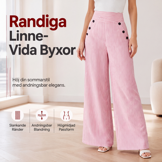 Högmidjade randiga vida byxor