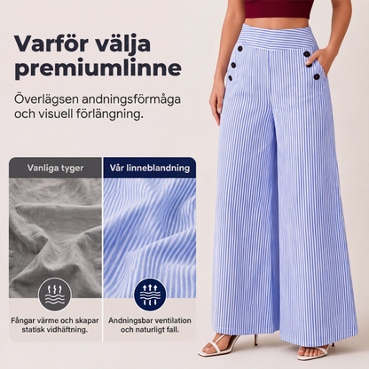 Högmidjade randiga vida byxor