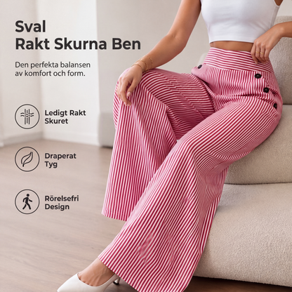 Högmidjade randiga vida byxor