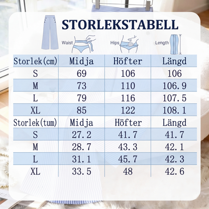 Högmidjade randiga vida byxor