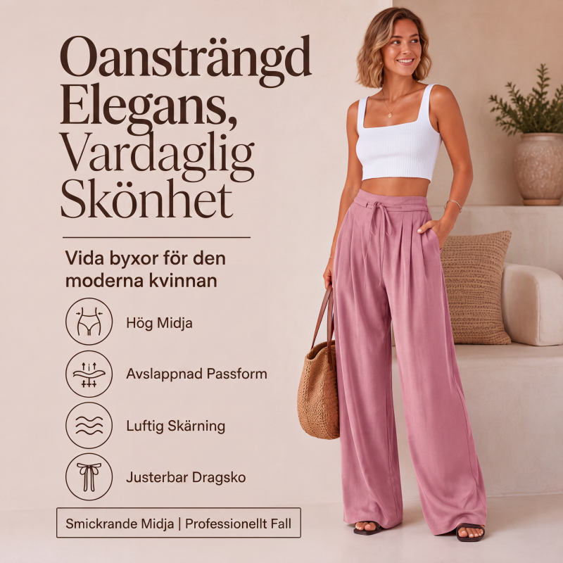 Damiga lediga, luftiga och veckade vida byxor