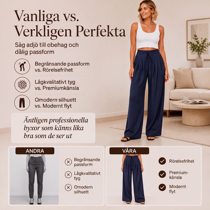 Damiga lediga, luftiga och veckade vida byxor