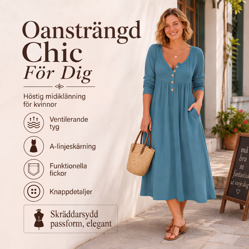 🎀👗Kvinnors V-ringad knäppt veckad klänning
