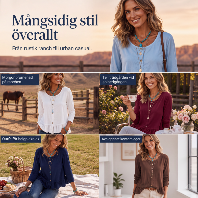Långärmad tröja med rundhals för kvinnor