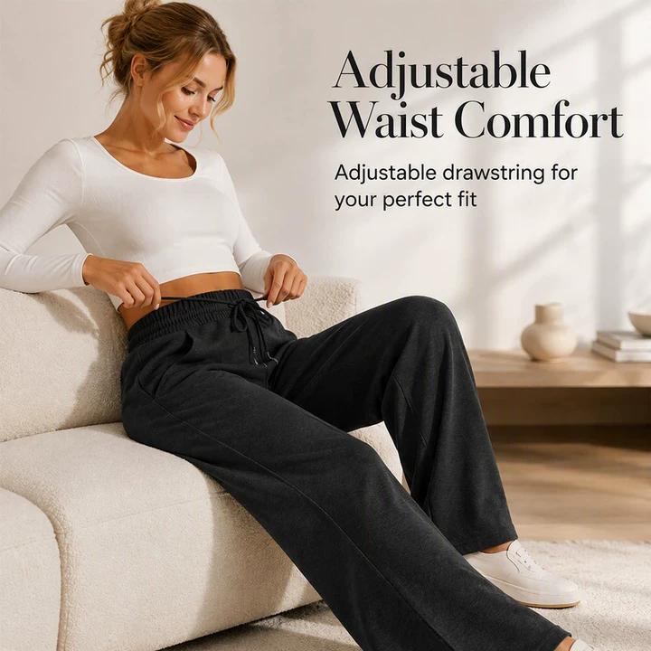 👖Casualbyxor för damer med vida ben och elastisk midja med dragsko