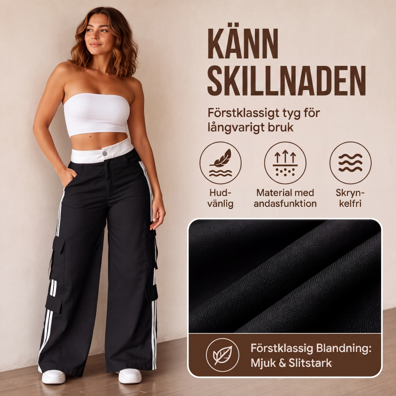 👖 Raka cargobyxor för dam med sidostreck