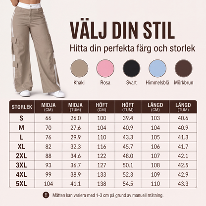 👖 Raka cargobyxor för dam med sidostreck