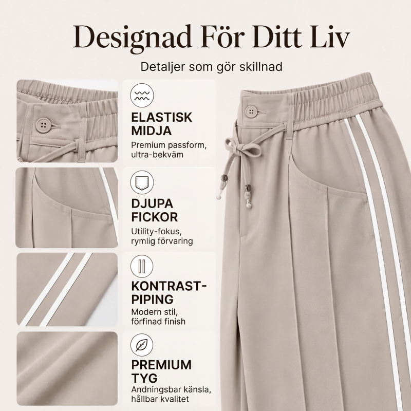 Bästsäljare🔥 👖 Vida cargobyxor med dragsko i midjan – avslappnad chic för vardagen