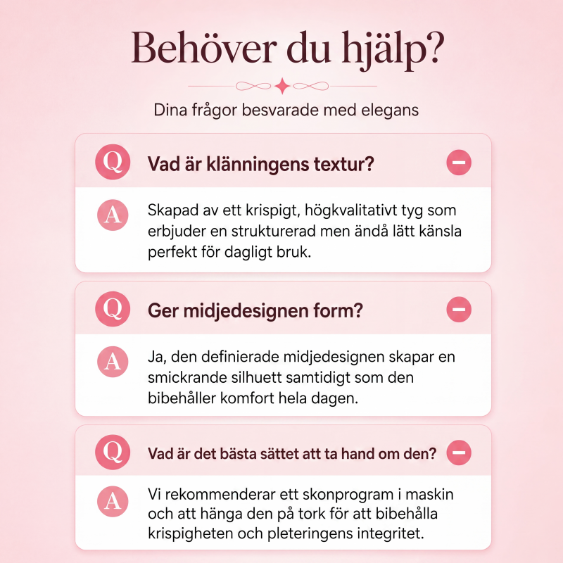 Långärmad skjortklänning för kvinnor med veckad midja