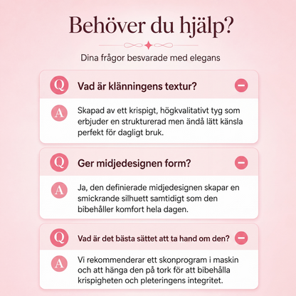Långärmad skjortklänning för kvinnor med veckad midja