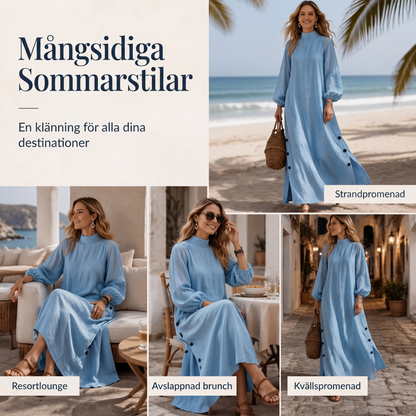 Dam löst sittande långärmad maxiklänning