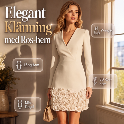 👗Damens eleganta långärmad klänning med V-ringning