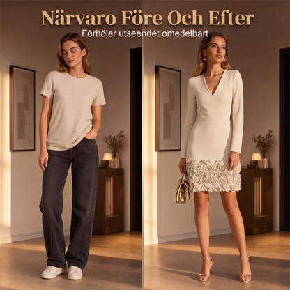 👗Damens eleganta långärmad klänning med V-ringning