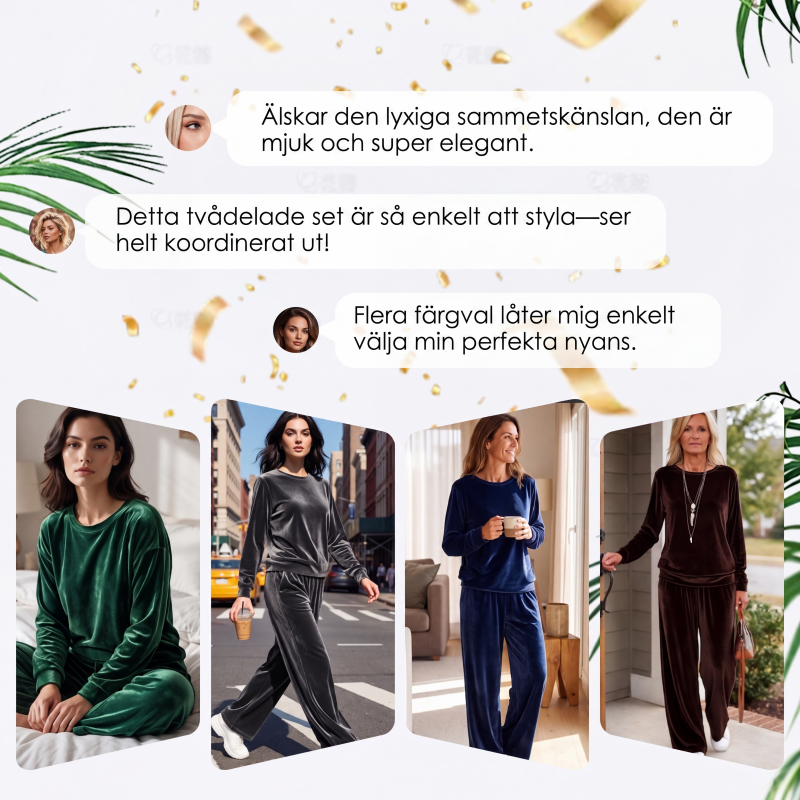 🎀Tvådelat set med sammetstopp och byxor för kvinnor