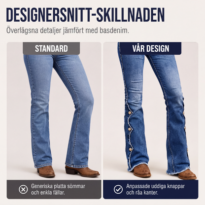 Damernas högmidjade slitna bootcut-jeans