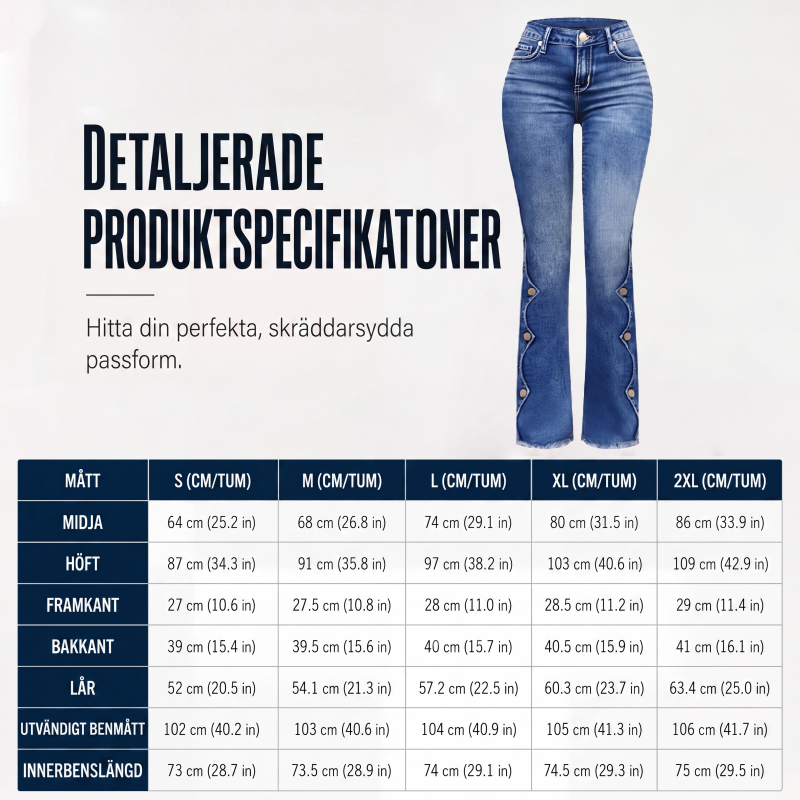 Damernas högmidjade slitna bootcut-jeans